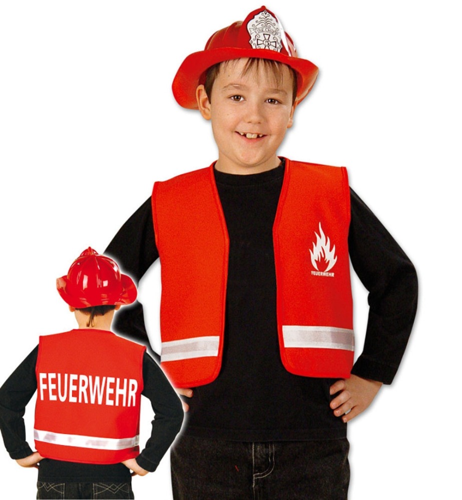 Spielweste Feuerwehr 1-teilig Größe 104 rot/weiß