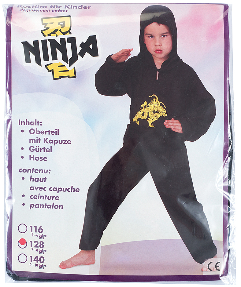 Kinderkostüm Ninja Größe 128 schwarz