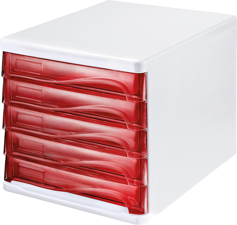 HELIT Schubladenbox mit 5 Fächern rot