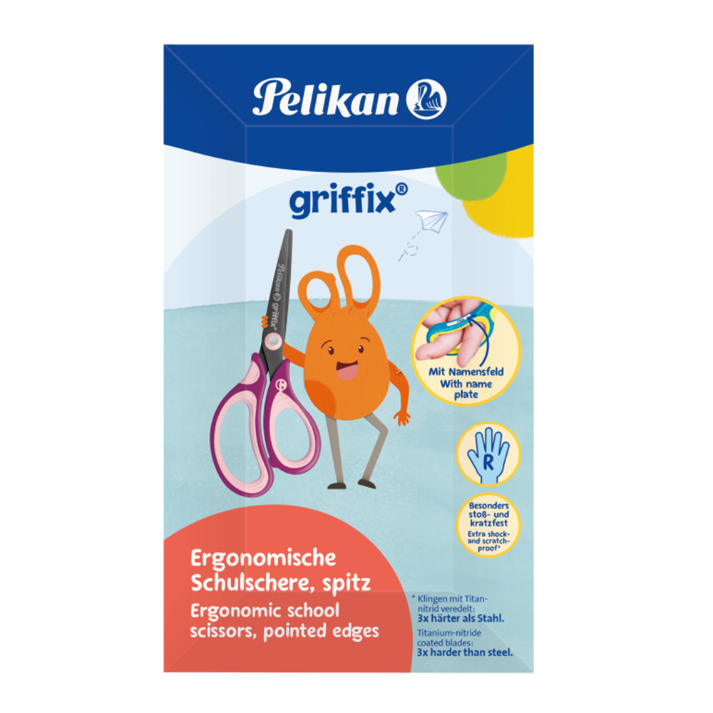 PELIKAN Schulschere griffix für Rechtshänder spitz 15 cm sweetberry