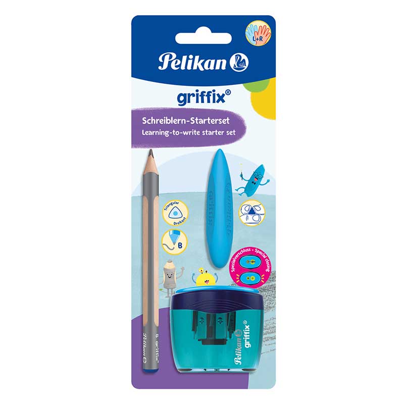 PELIKAN griffix Starter-Schreibset Bleistift, Radierer, Spitzer blau