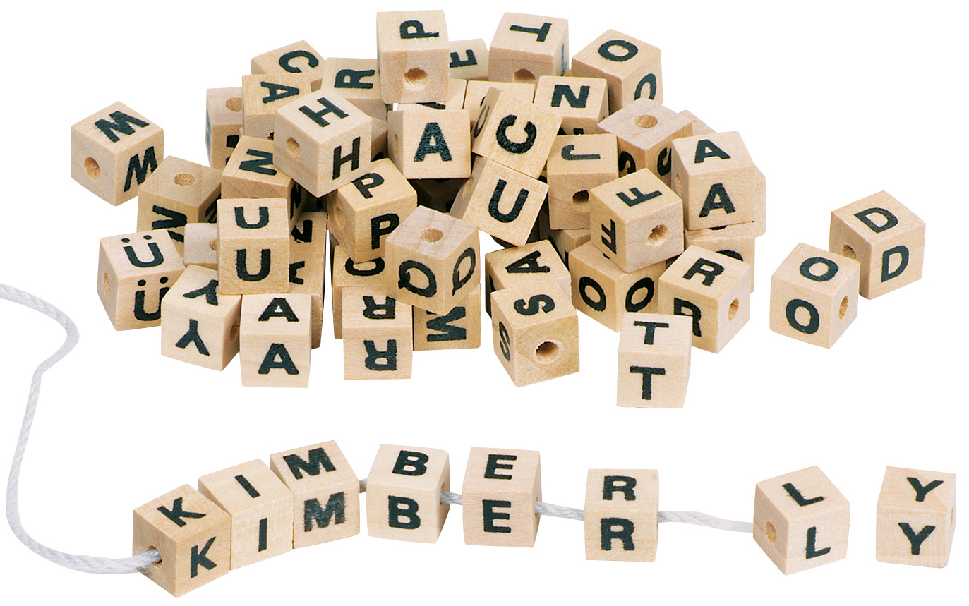 Holzwürfel Buchstaben 7 x 7 x 7 mm braun