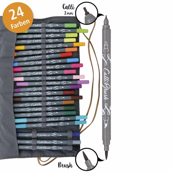 ONLINE Calli.Brush Pens inkl. Roll Pouch, 24-teilig 