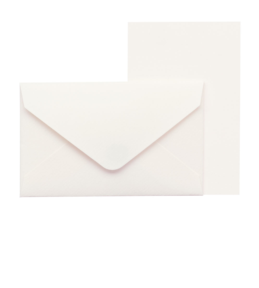 Weißer Umschlag mit passendem weißem Blatt Papier. Einfaches, elegantes Design.