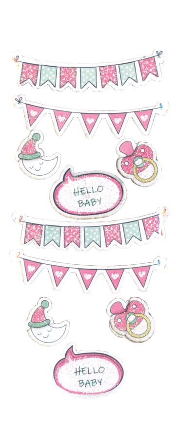 RÖSSLER Sticker Hello baby girl 10 Stück rosa