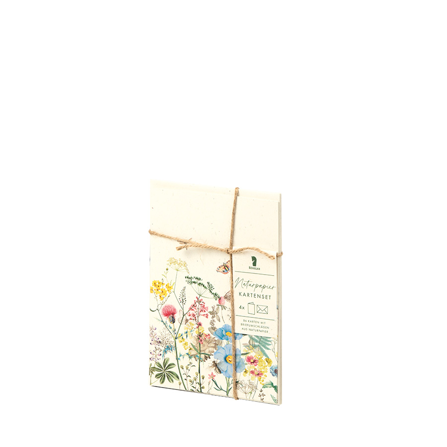RÖSSLER Coloretti Kuverts + Karten B6 Wiesenblumen je 4 Stück