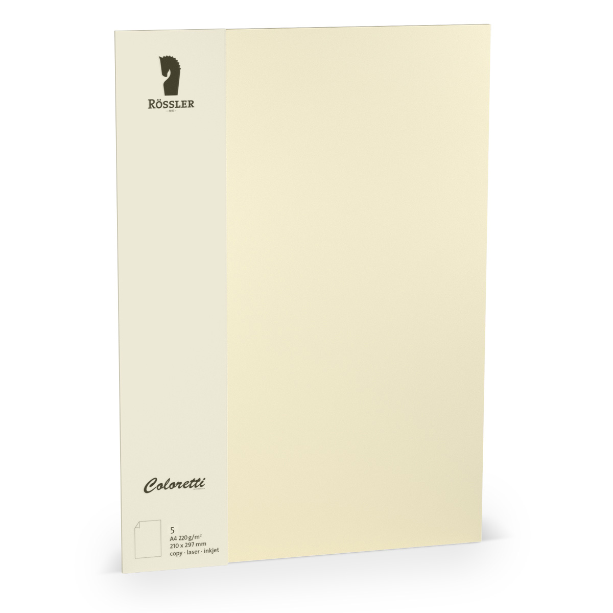 RÖSSLER Coloretti Designpapier A4 220 g/m² 5 Blatt creme