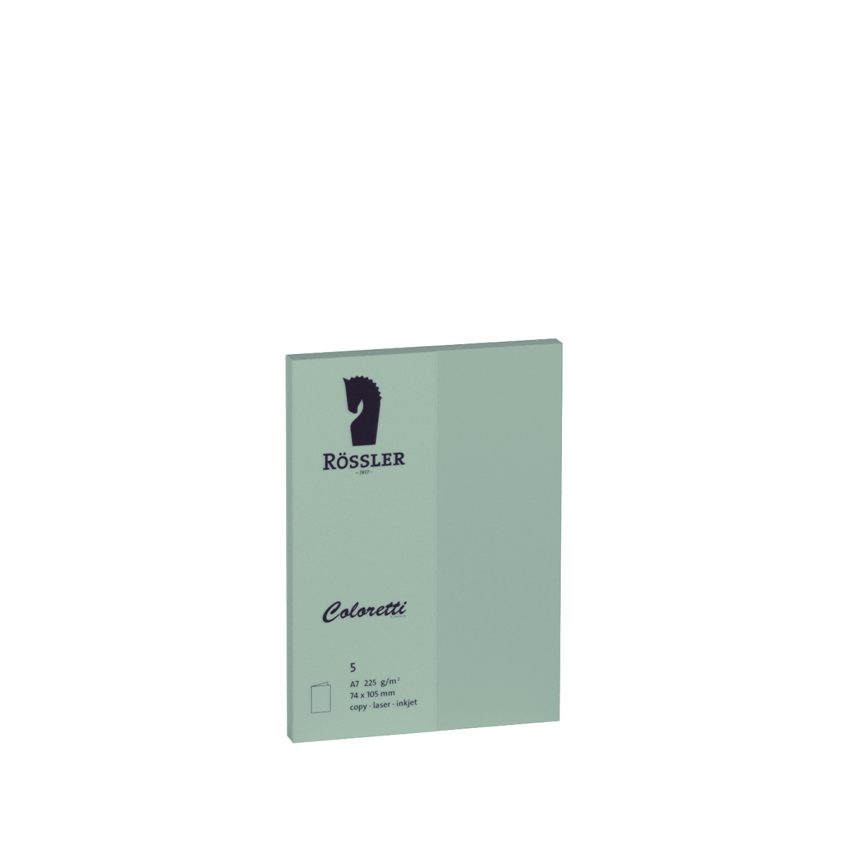 Grünes Papierheft mit dem Logo von Rössler. Format A7, geeignet für Laser- und Inkjetdruck.