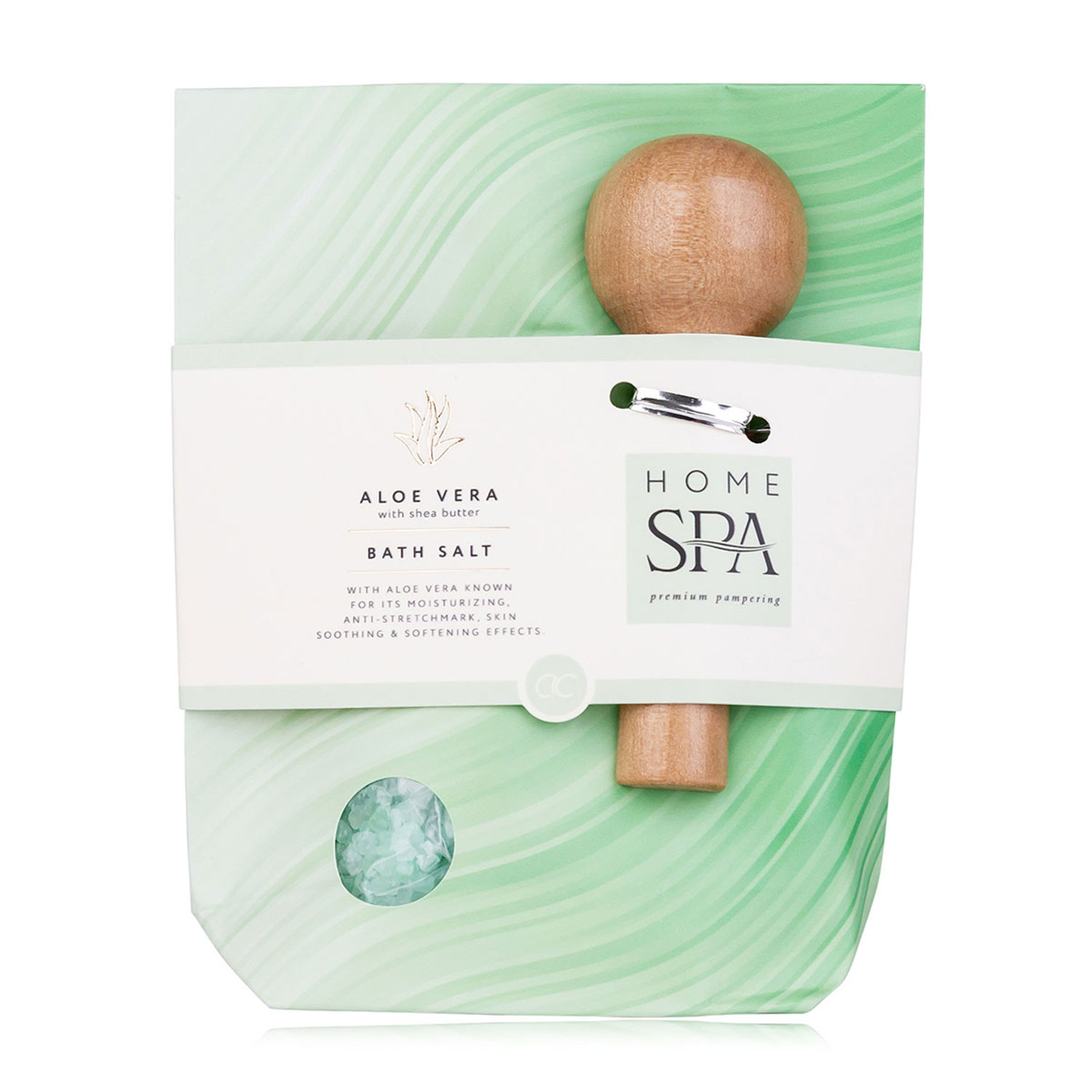 ACCENTRA Home SPA Premium Badesalz Aloe Vera mit Sheabutter inklusive Holzlöffel grün