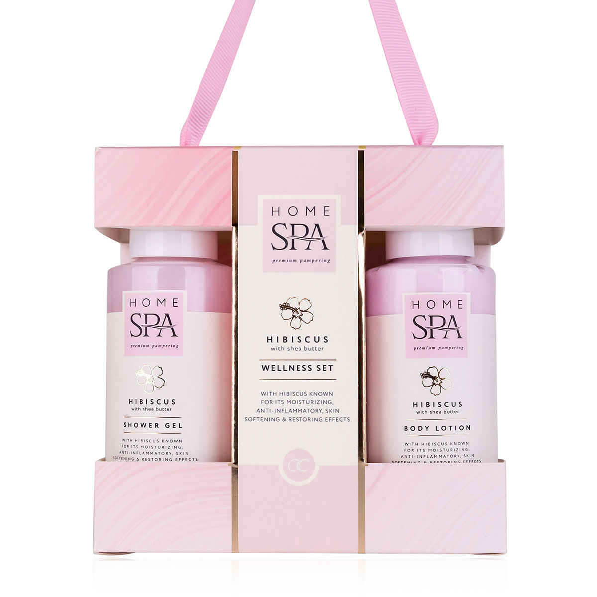 ACCENTRA Bade-Set Home Spa Duschgel und Bodylotion mit Hibiskusextrakt/Sheabutter rosa