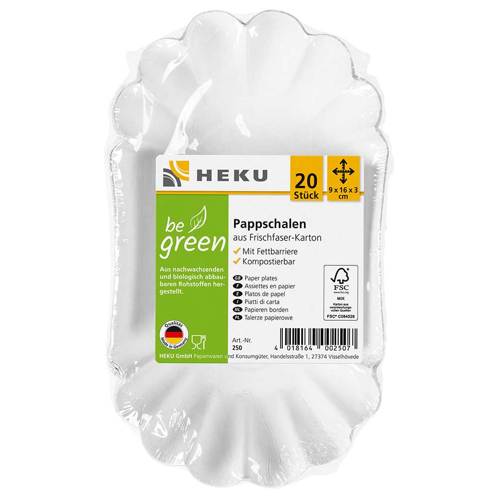 HEKU Pappschalen Be green 9 x 16 x 3 cm 20 Stück weiß