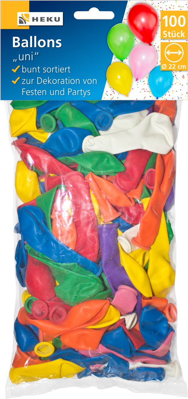 HEKU Luftballons Uni 100 Stück mehrere Farben