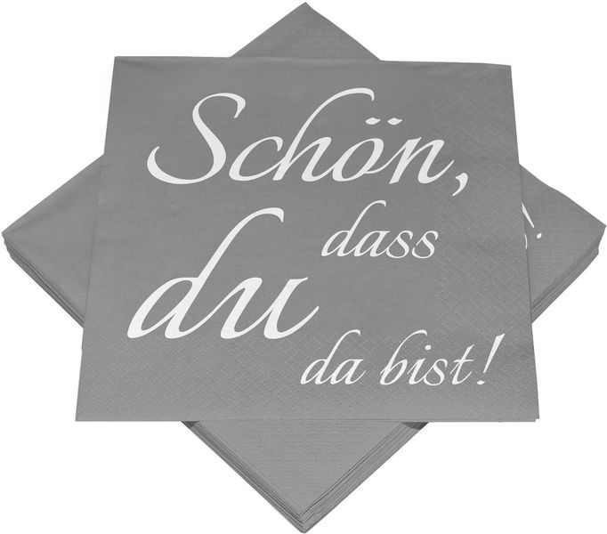Servietten Schön, dass du da bist 33 x 33 cm 20 Stück grau