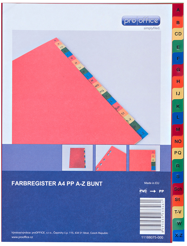 Farbregister A4, mehrfärbig, A-Z 