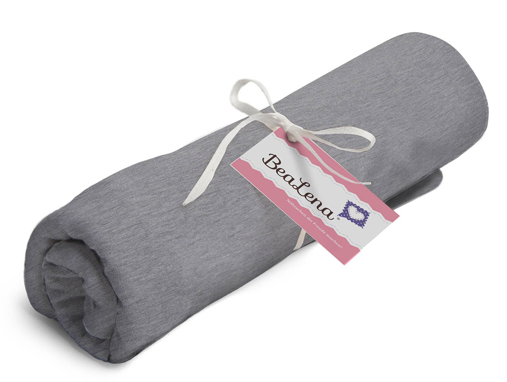 BEALENA Jerseystoff Uni 75 x 100 cm grau
