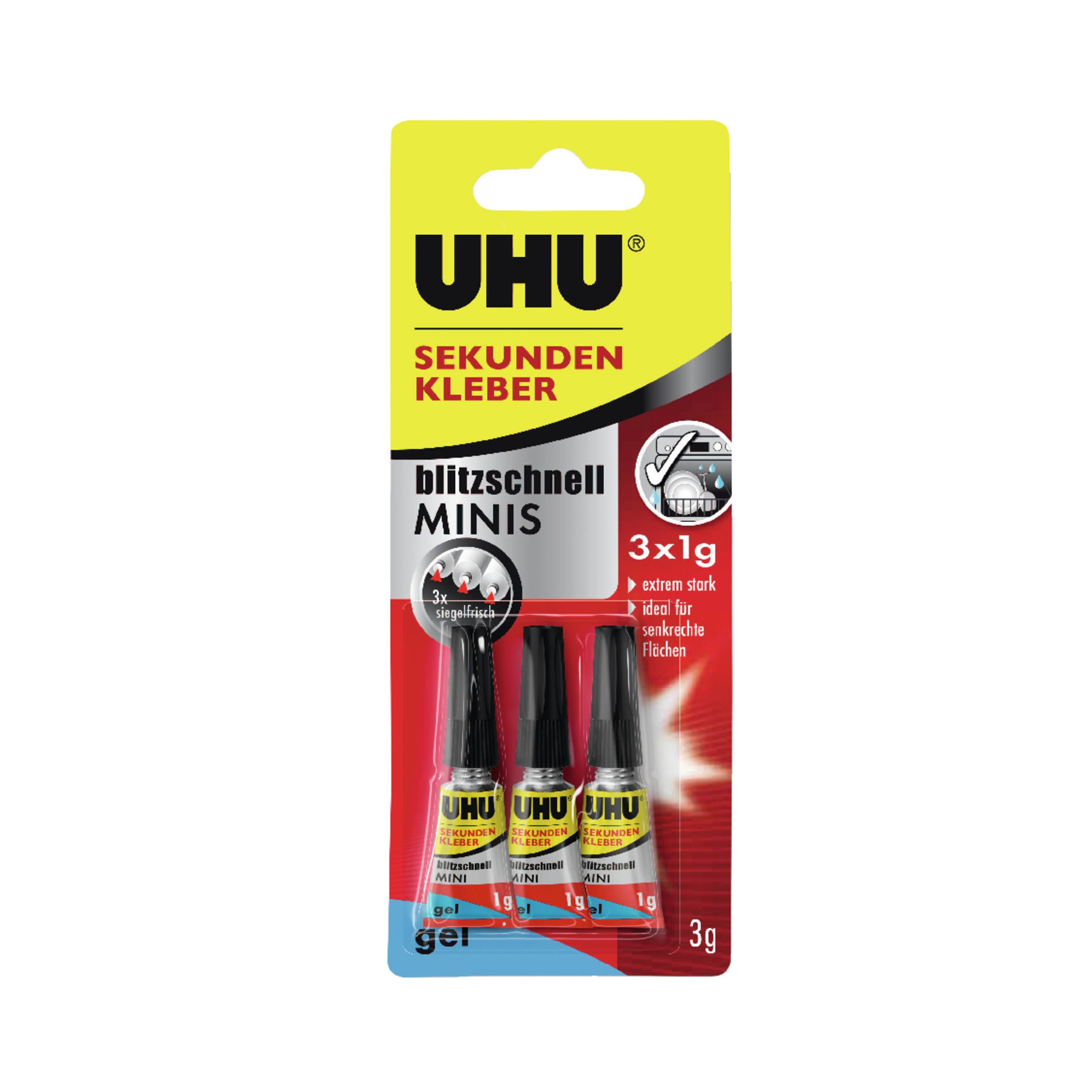 UHU Sekundenkleber blitzschnell Minis 3 x 1 g Gel lose