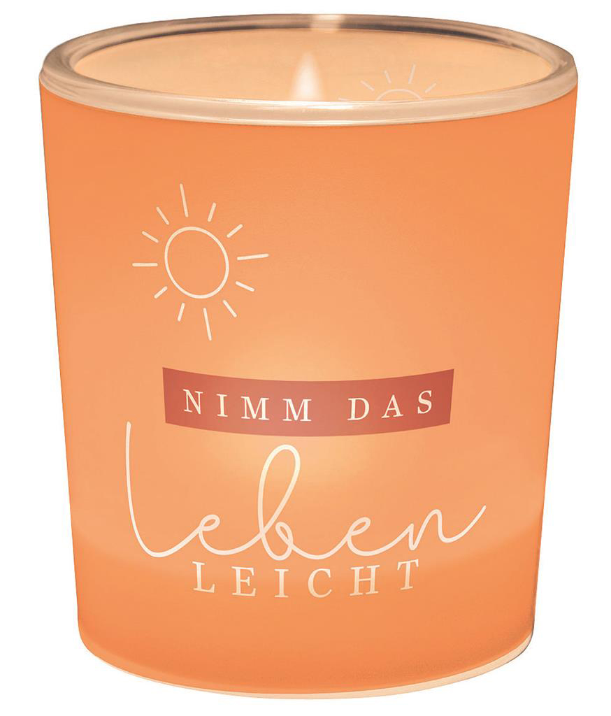 Teelichthalter Nimm das Leben leicht 6,5 cm orange