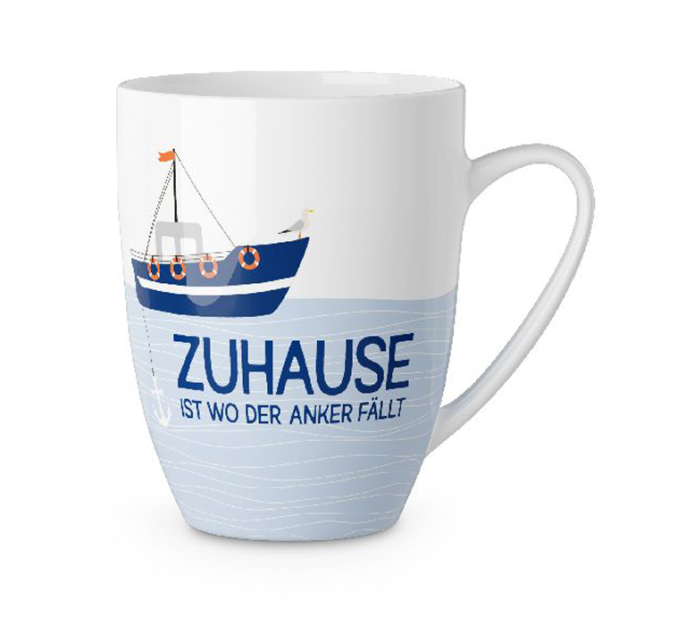 Becher Zuhause 250 ml weiß/blau