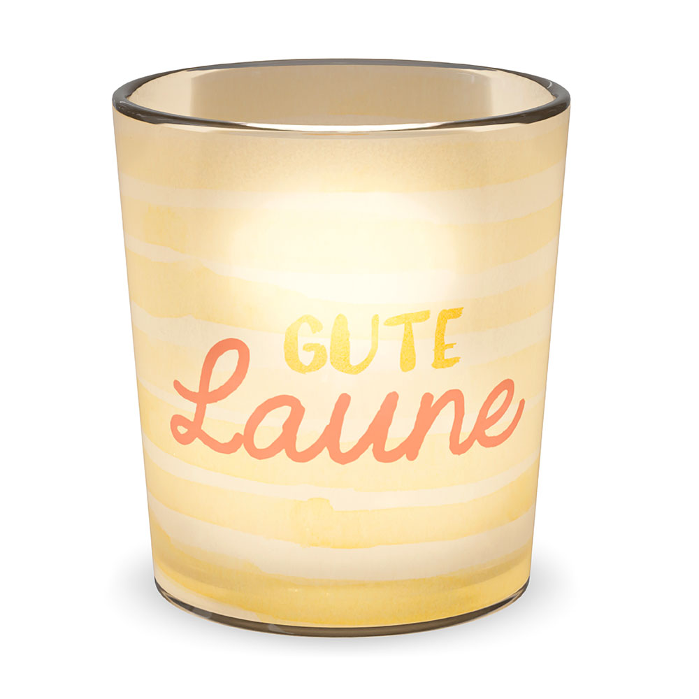 LAVIDA Teelichtglas Gute Laune 6,5 cm bunt