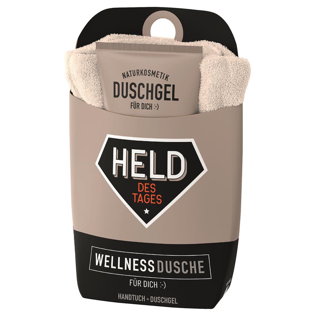 Wellnessdusche-Set Held des Tages Handtuch und Duschgel 200 ml