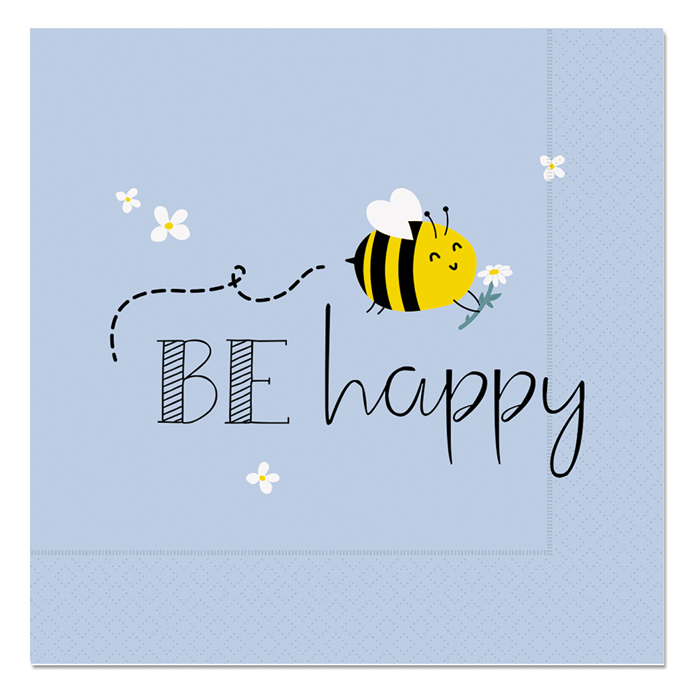 LAVIDA Servietten Be happy 33 x 33 cm 20 Stück hellblau