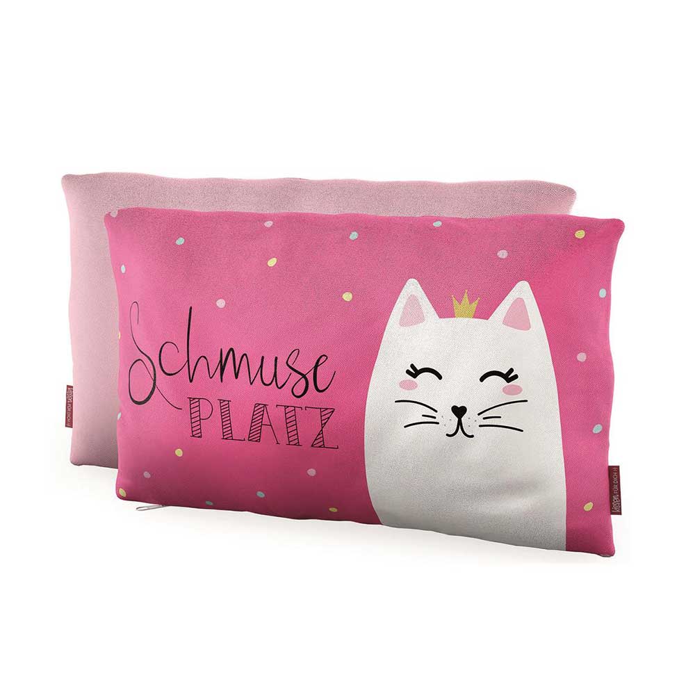 LAVIDA Kissen Katze Schmuseplatz 23 x 40 cm rosa