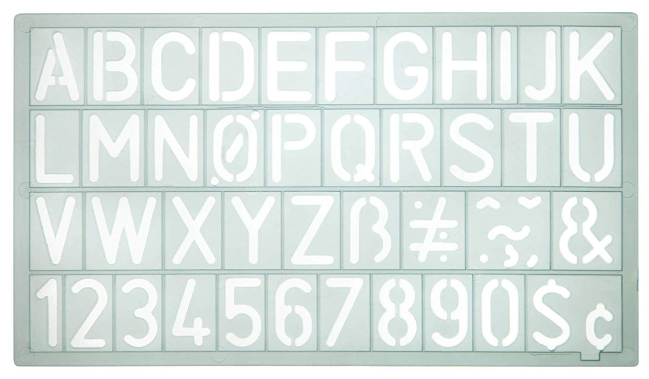 WESTCOTT Schablone Buchstaben und Zahlen 19 x 10,9 cm