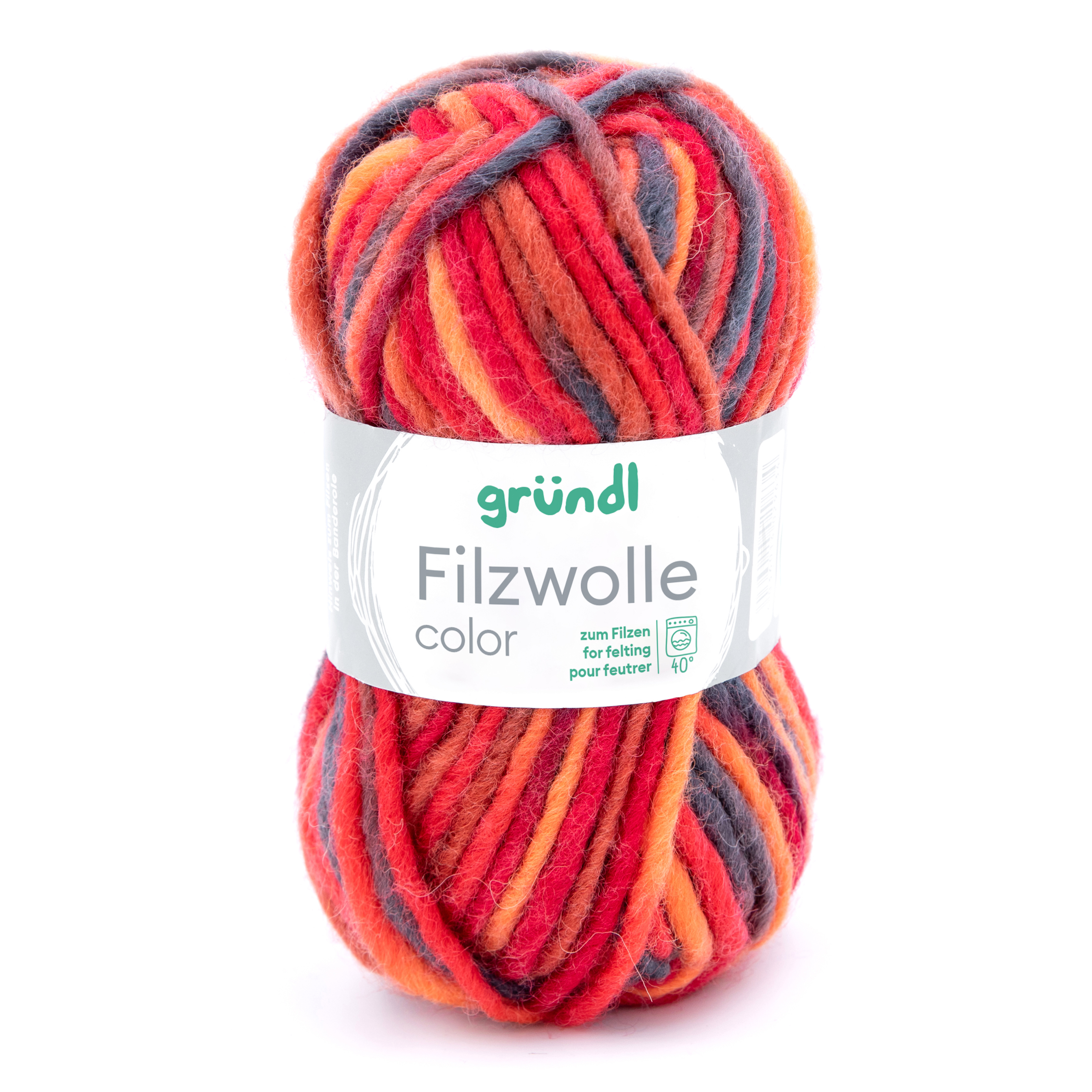 GRÜNDL Filzwolle Color 50g rot/orange/schwarz