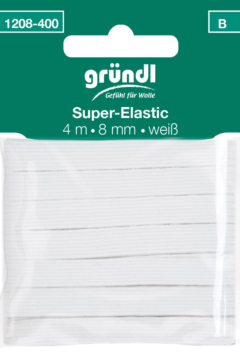 GRÜNDL Gummiband Super-Elastic 4 m x 8 mm weiß