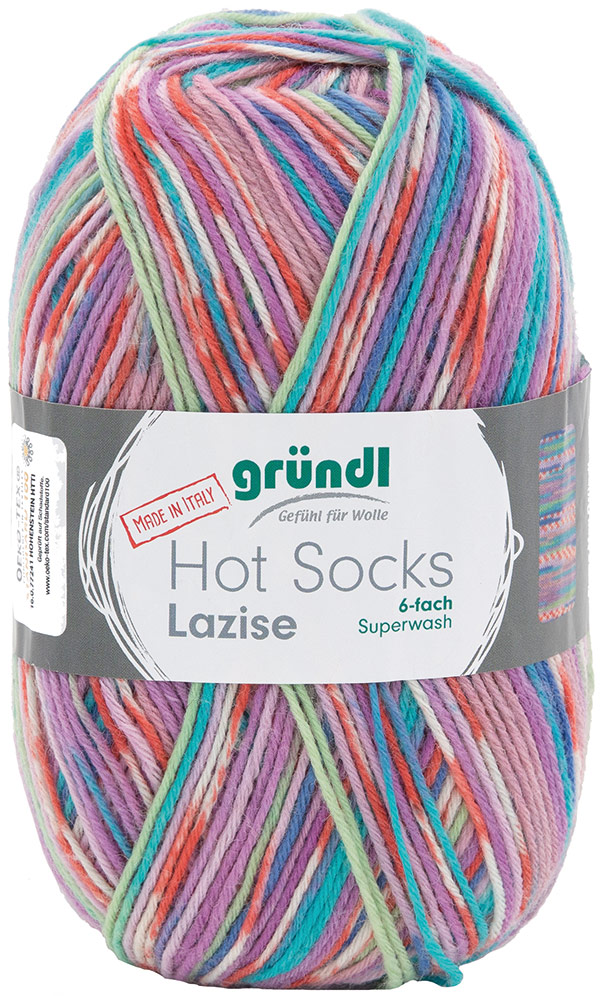 GRÜNDL Wolle Hot Socks Lazise 150g flieder/blau/orange