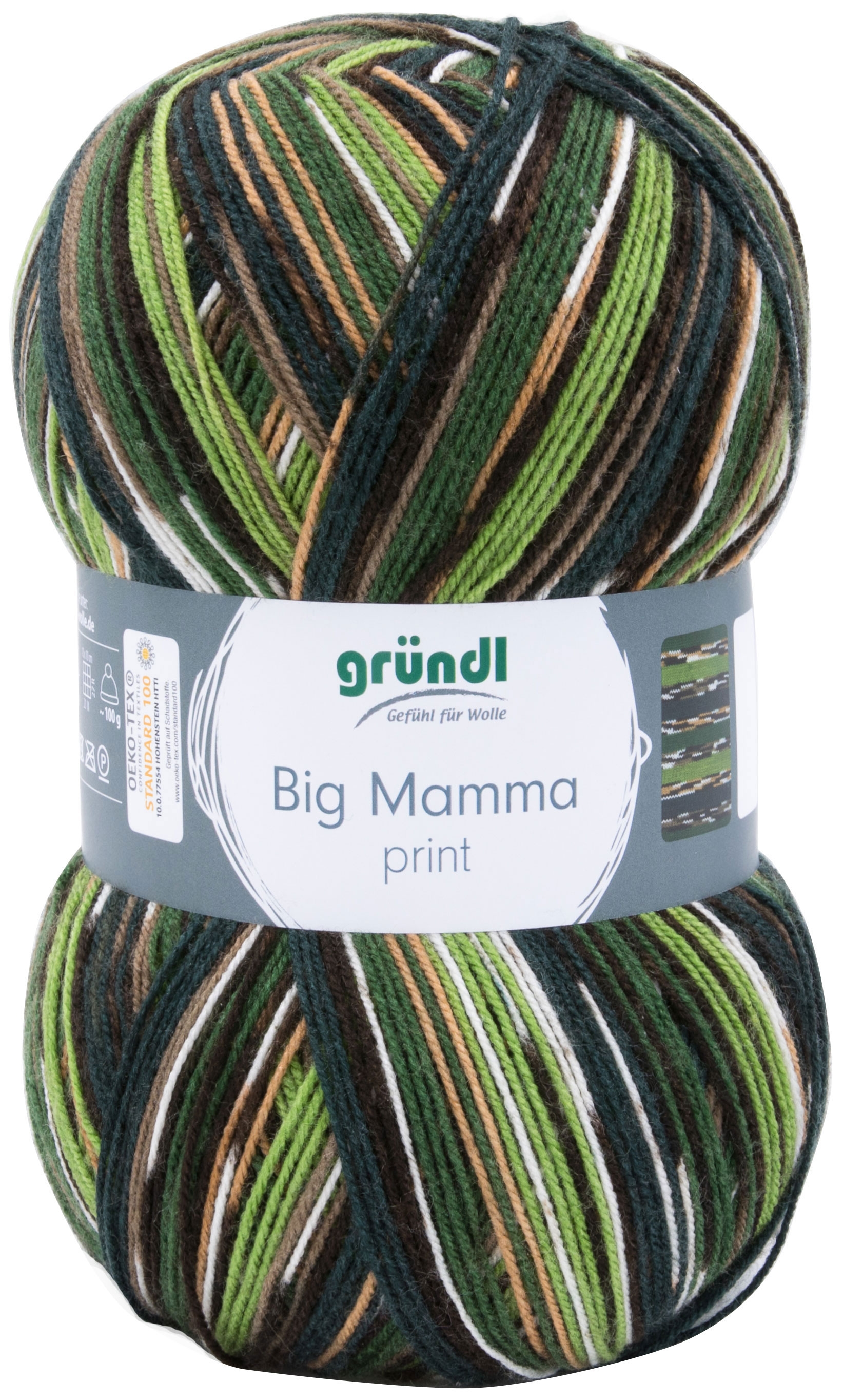 GRÜNDL Garn Big Mamma print 400 g grün/braun/weiß