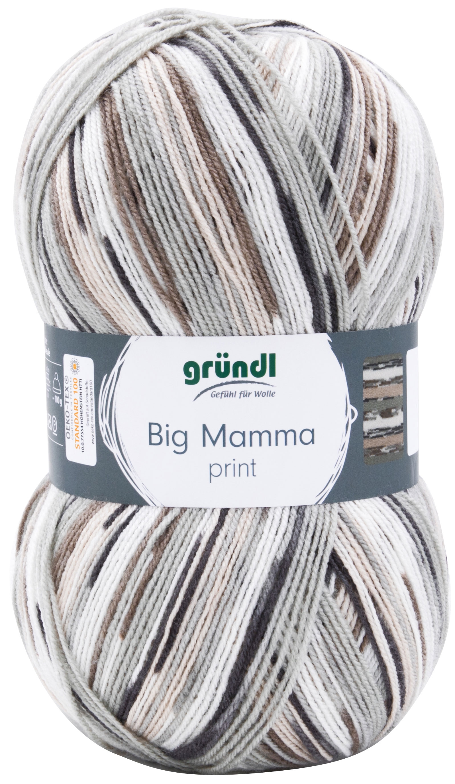 GRÜNDL Garn Big Mamma print 400 g weiß/grau/braun