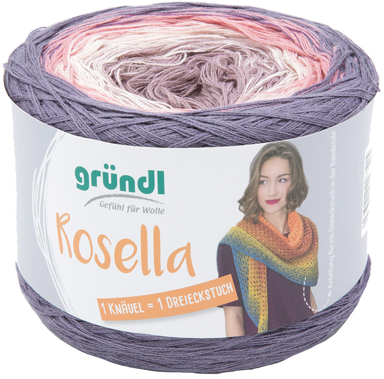 GRÜNDL Wolle Rosella 200g mauve/weiß/rosa/lila