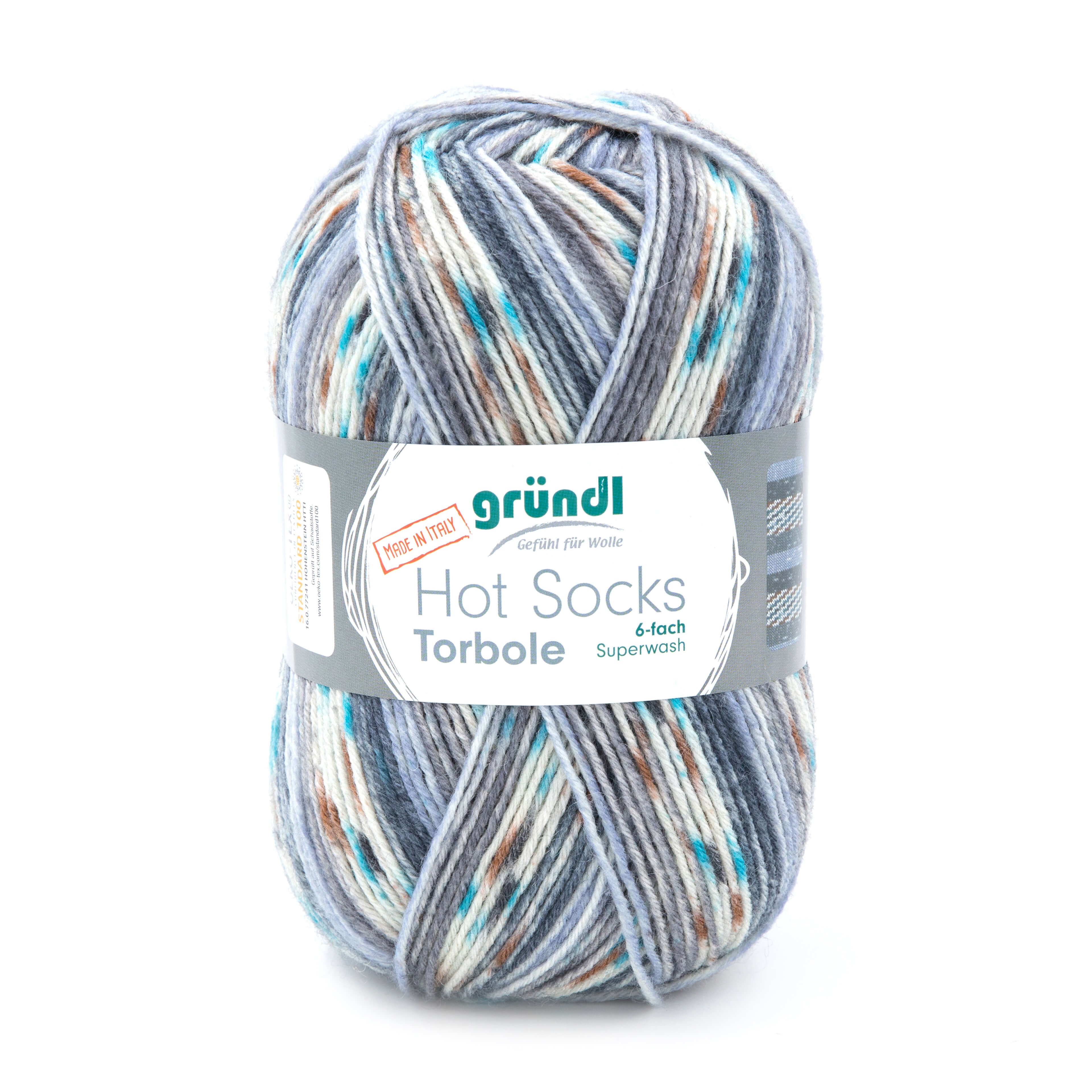 GRÜNDL Wolle Hot Socks Torbole 6-fach 150g grautöne