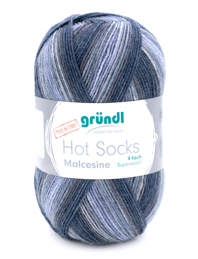 Garnknäuel in verschiedenen Grautönen. Weiche Textur. Geeignet für Socken. Marke: gründl. Superwash.