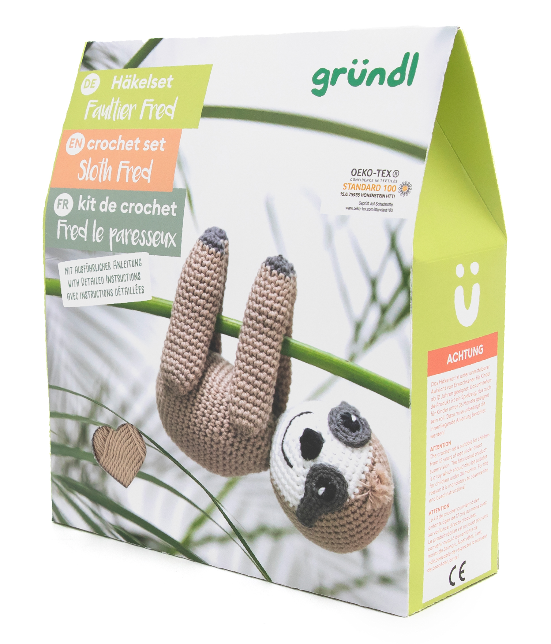 GRÜNDL Häkeltier-Set Faultier Fred sand