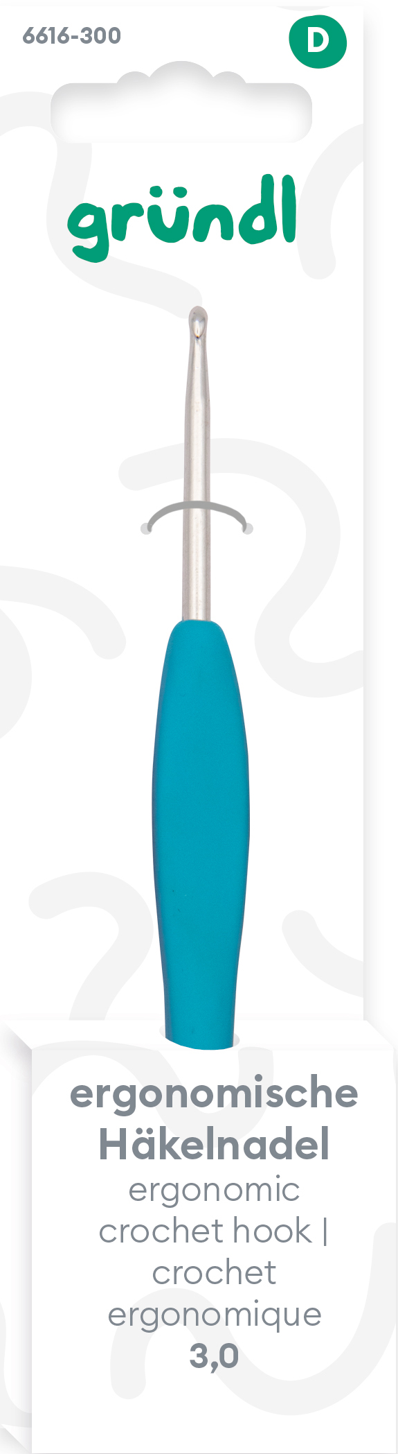 GRÜNDL Häkelnadel 3 mm ergnonomisch blau