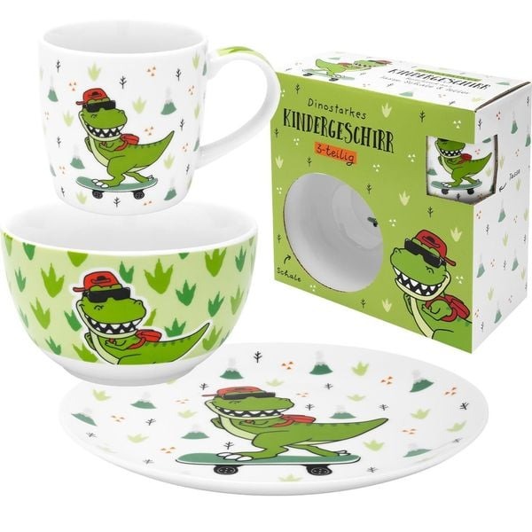 Kindergeschirr-Set Dinosaurier 3-teilig