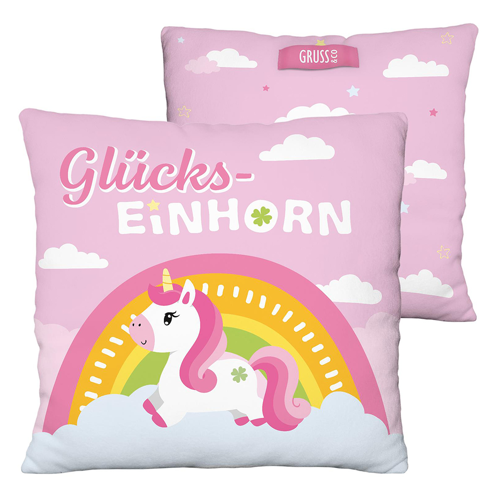 Plüschkissen Glücks-Einhorn 12,5 x 25,5 x 25,5 cm bunt