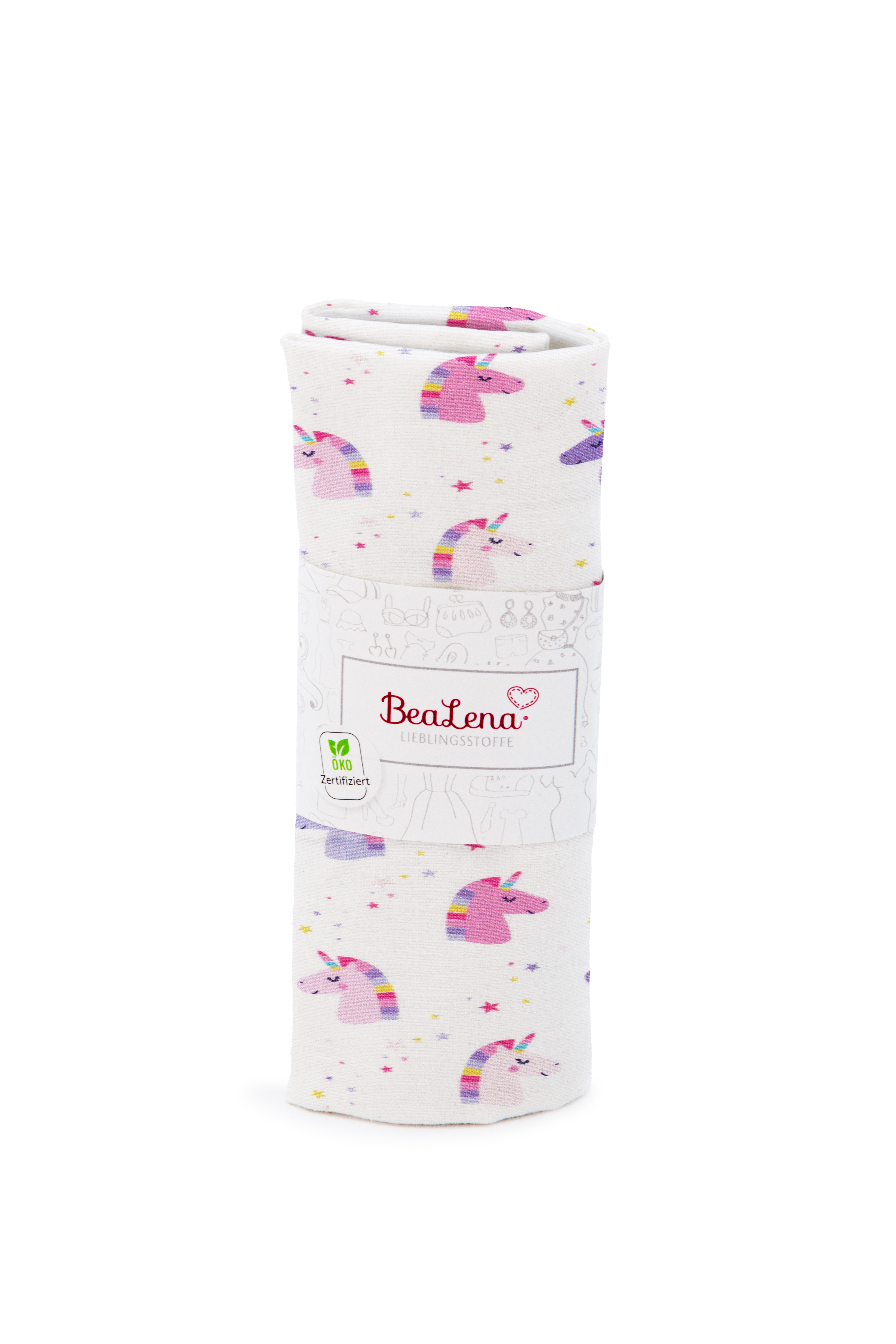 BEALENA Baumwollstoff Einhorn 50 x 70 cm bunt