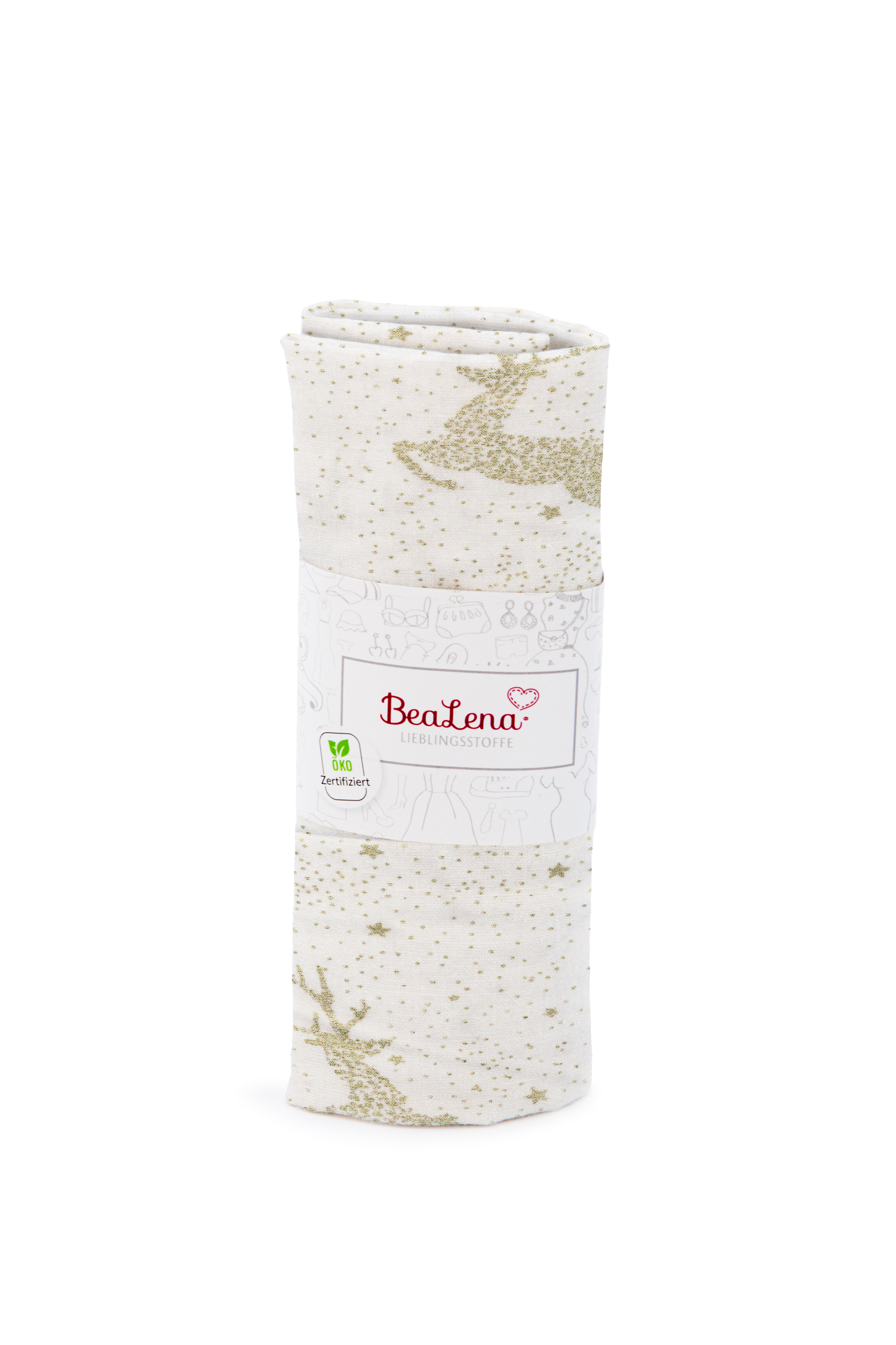 BEALENA Baumwollstoff Xmas Hirsch 70 x 50 cm creme