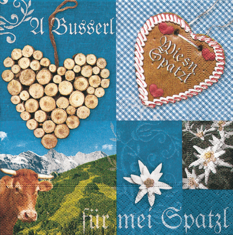 Servietten Wiesn Spatzl 33 x 33 cm blau