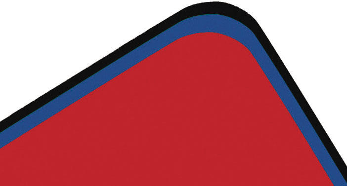 Eckiger Bereich in Rot mit blauen und schwarzen Rändern. Keine weiteren Details sichtbar.