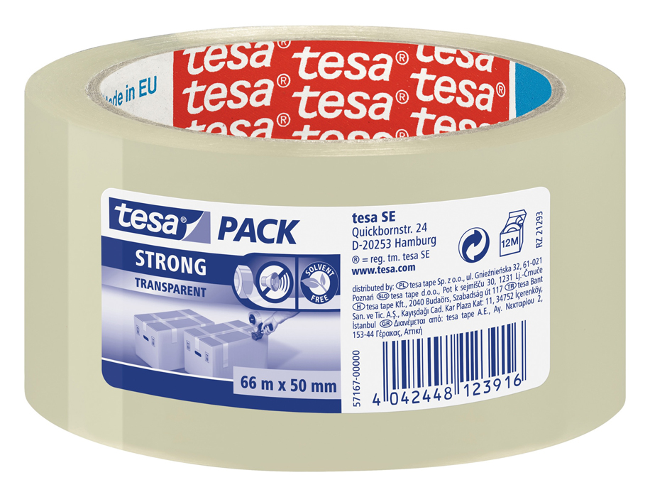 TESA Packband Strong 66 m x 50 mm transparent