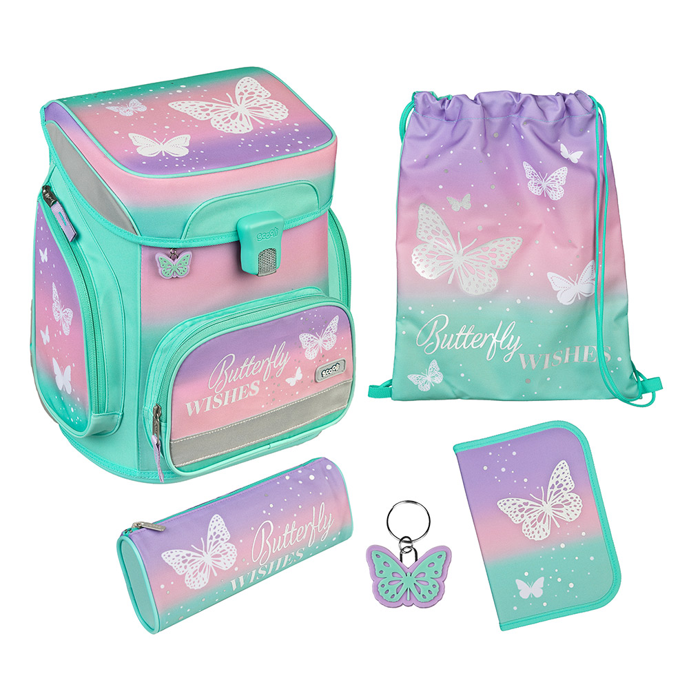 SCOOLI Schultaschen-Set Easy Fit: Butterfly Wishes 5-teilig bunt