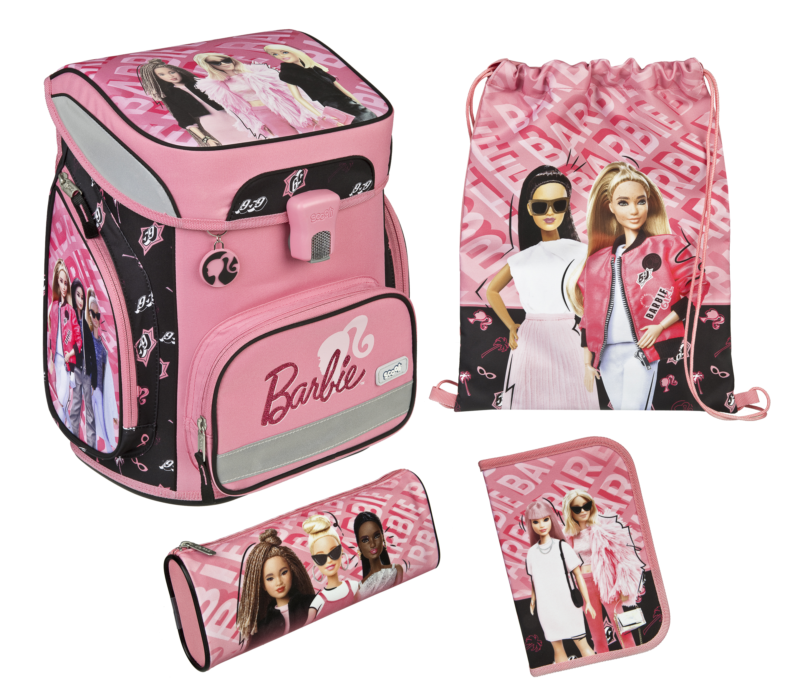 SCOOLI Schultaschen-Set EasyFit Barbie 5-teilig bunt