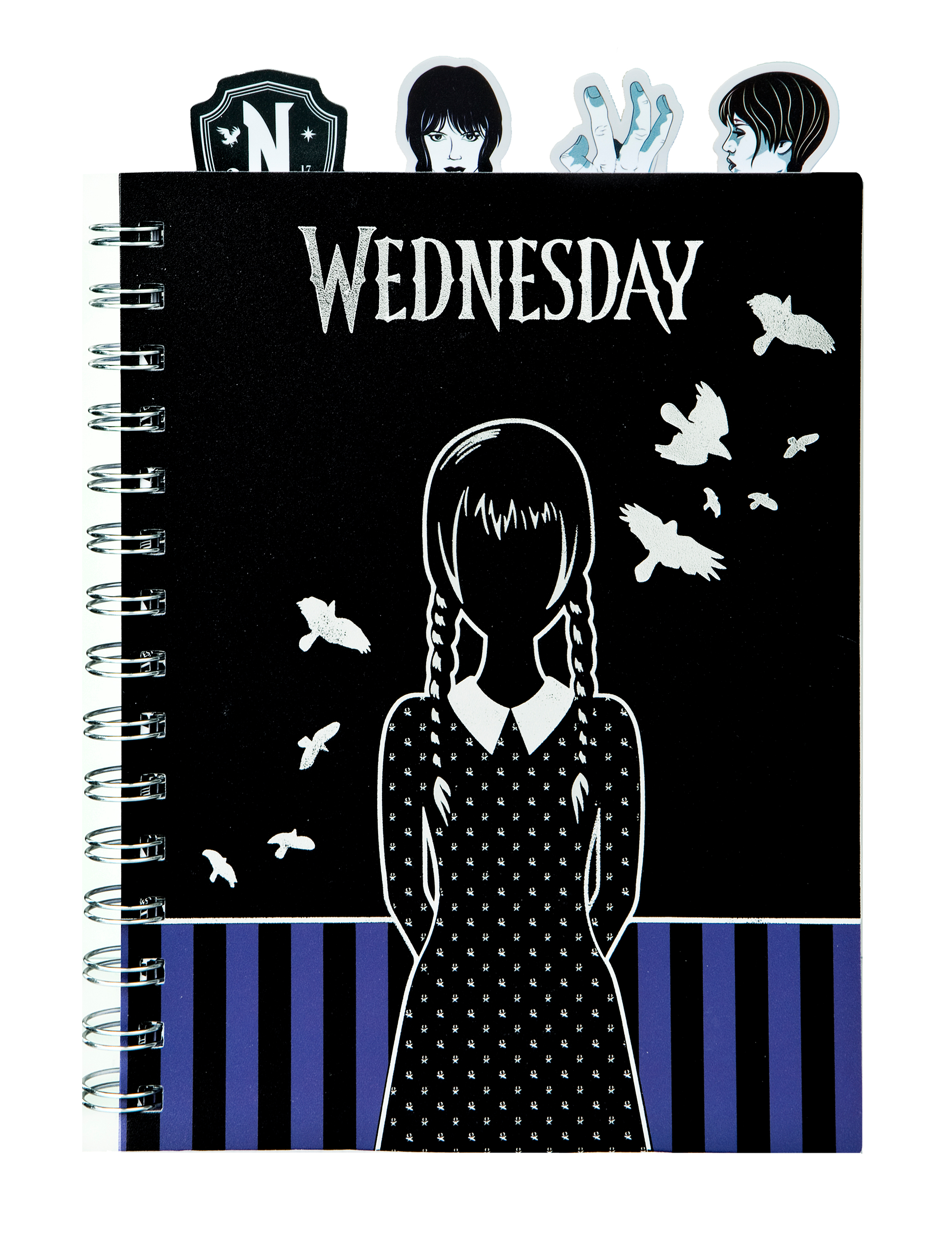 Notizbuch Wednesday A5 mit Spiralbindung schwarz/violett