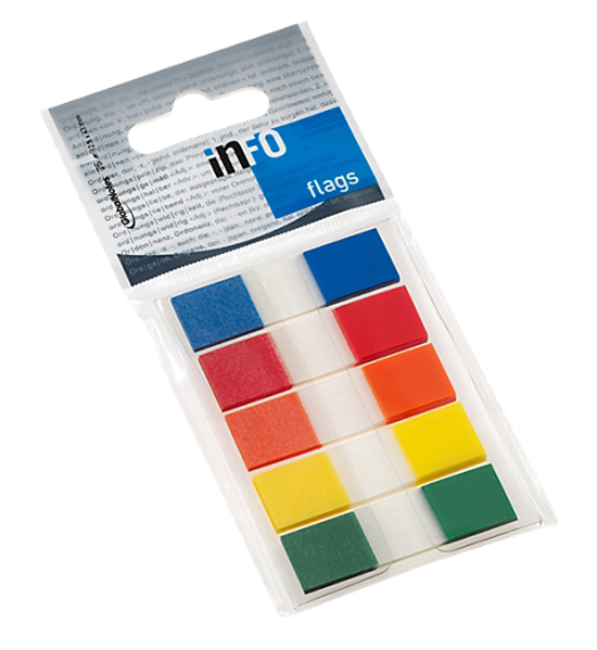 Info Notes - Indexstreifen 5x26 Blatt, verschiedene Farben 