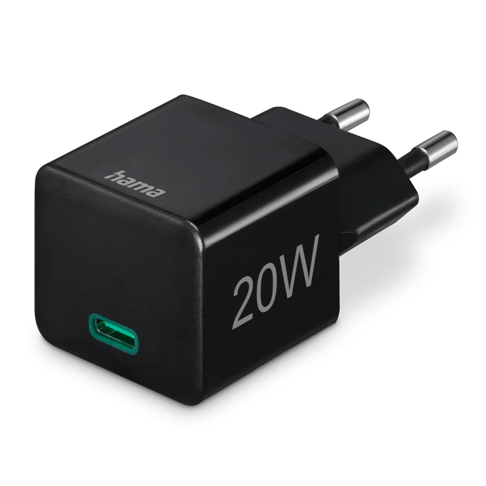 HAMA Schnellladegerät Mini USB-C PD/Qualcomm® 20 W schwarz