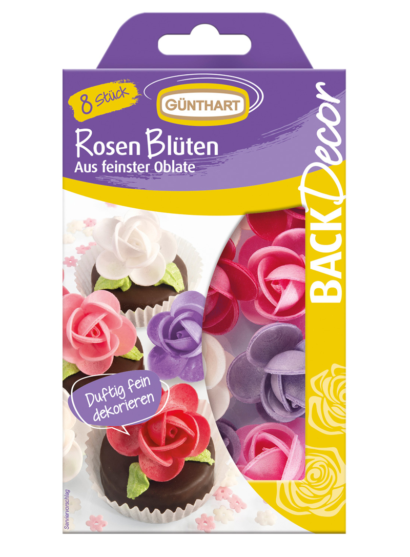 GÜNTHART Oblaten-Dekor Rosenblüten 8 Stück mehrere Farben